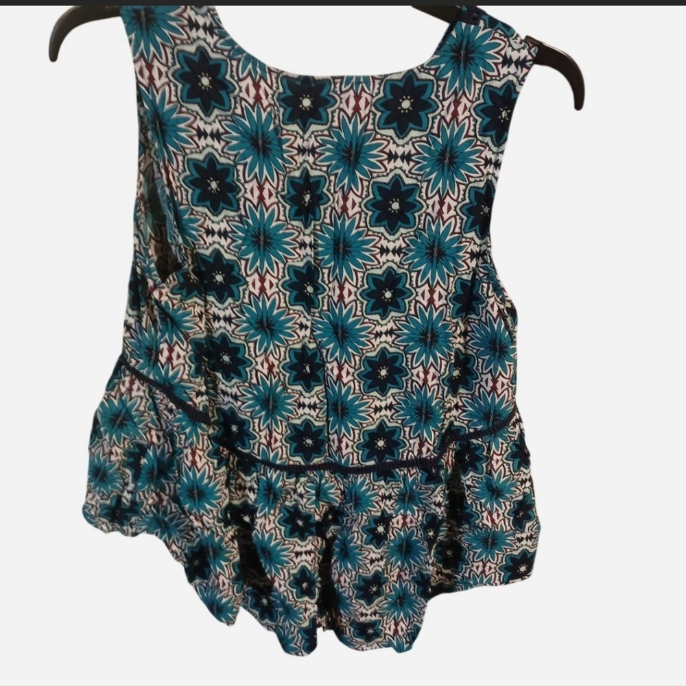 1.STATE Teal Floral High-Low Peplum Tank Top - Size Medium - Picture 6 of 6